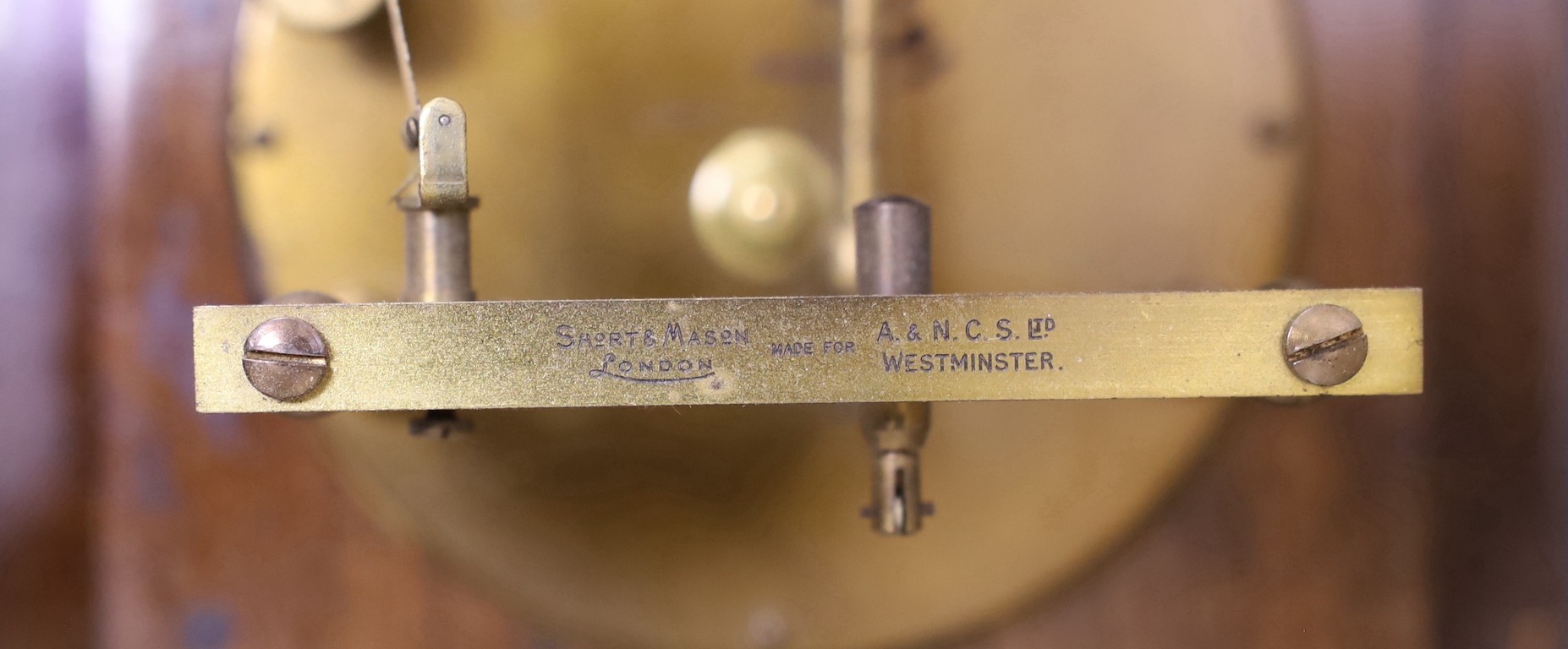 A cased mahogany barograph by Short & Mason, London, 36cm wide